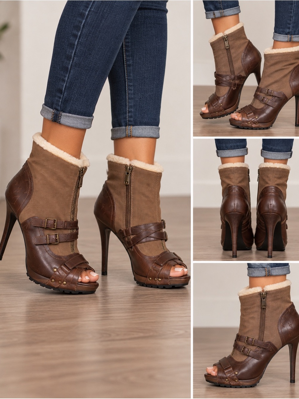 ALDO Peep-Toe Ankle Booties